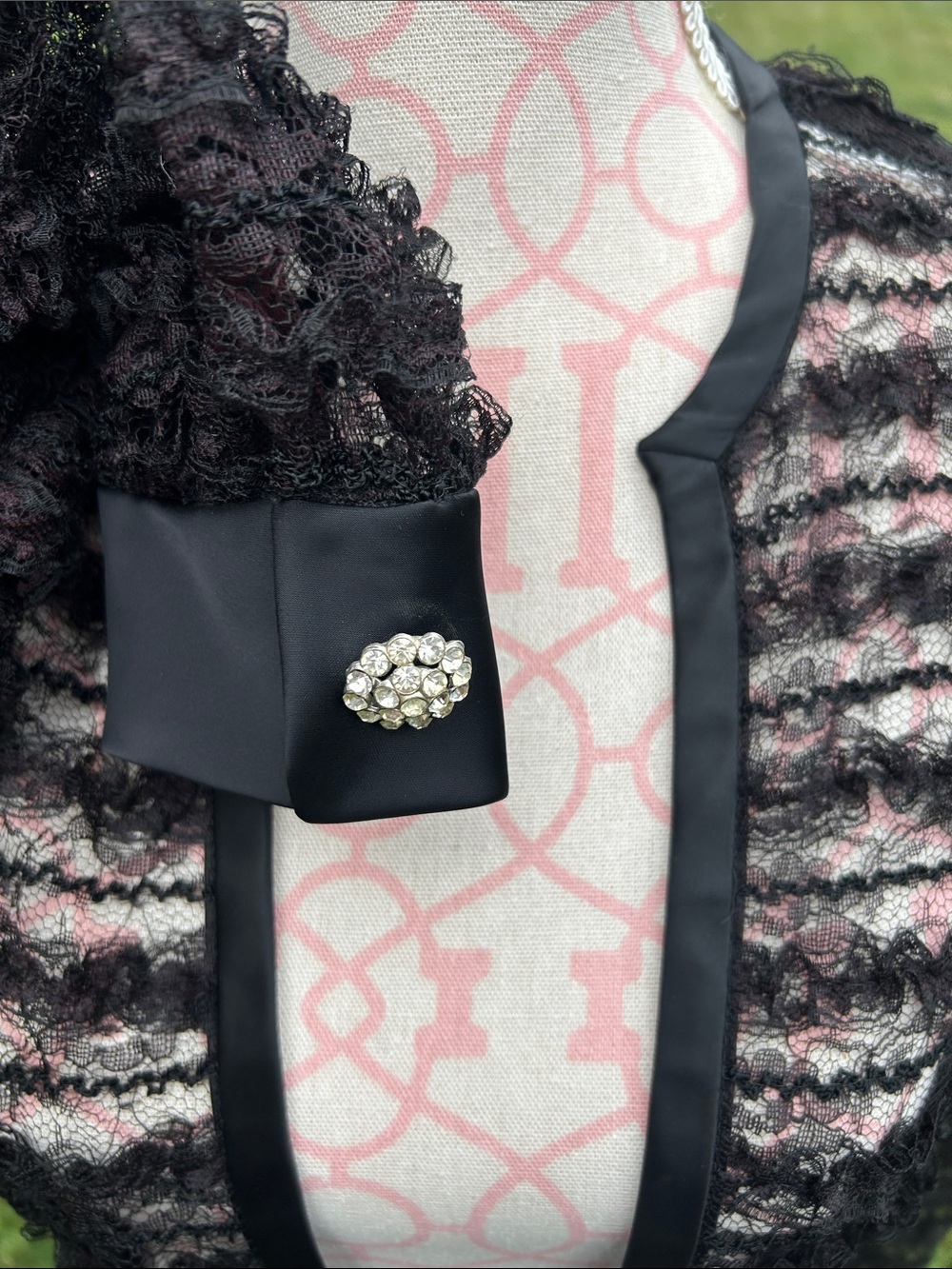 Vintage 1950’s/60’s Black Textured Lace Open Front Cardigan Evening Jacket